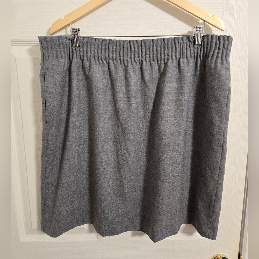 J. Crew Charcoal Grey Mini Skirt Wool Blend With Pockets Size 18